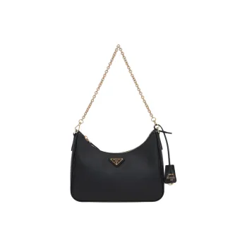 PRADA Leather With Calfskin Portable Crossbody Bag, Shoulder Bag Women's Black