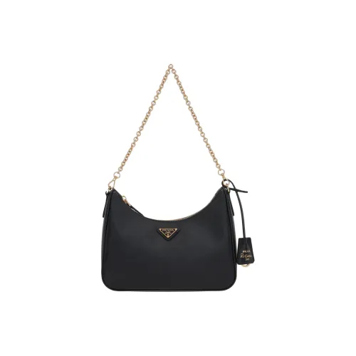 PRADA Leather With Calfskin Portable Crossbody Bag, Shoulder Bag Women's Black