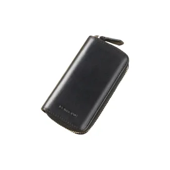 Banyanu Cow Leather Wallet Card Holder Key Pouch Regular Unisex Black/Coffee/Khaki/Burgundy/Blue/Apricot Yellow