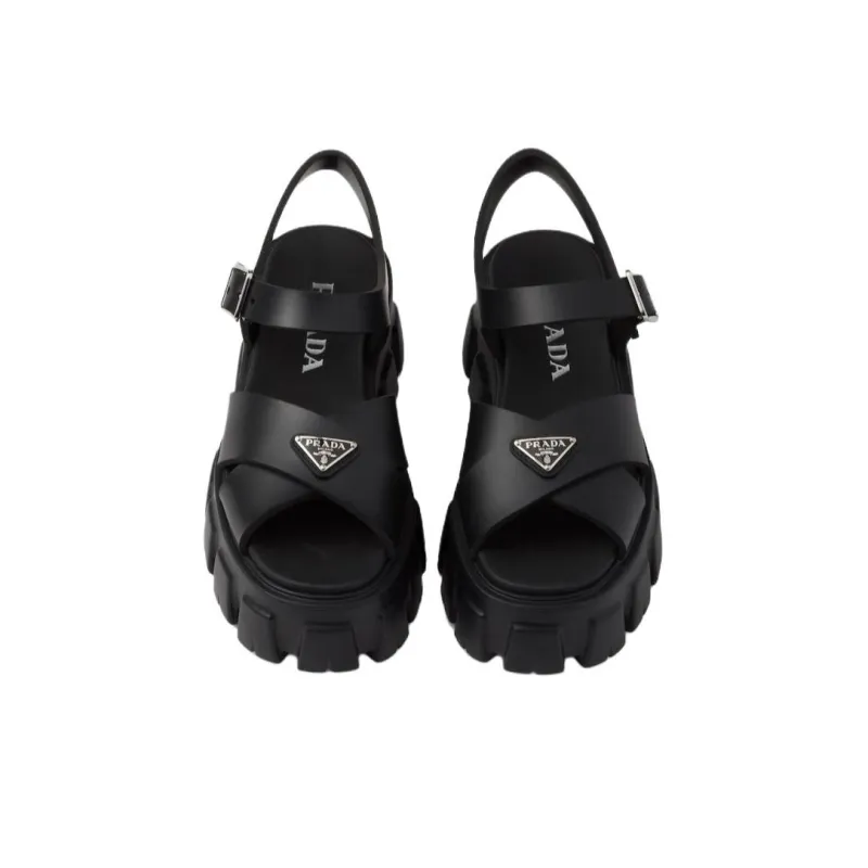 PRADA Triangle-logo Platform Sandals-2