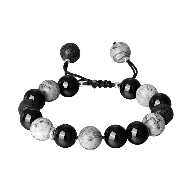 KINGFOCUS Obsidian Jade Bracelets Men's-0