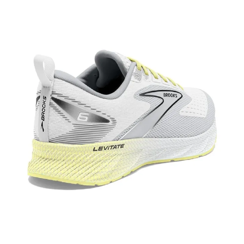 Brooks Levitate GTS Cushioning Breathable Low-Top Athletic Shoes Women's White Yellow-3