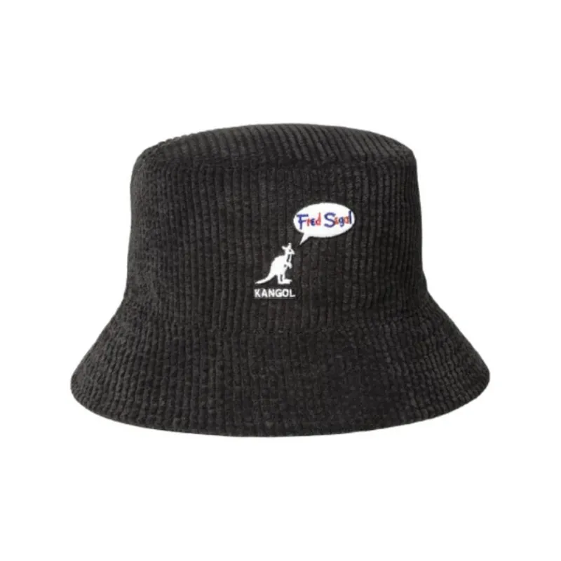 KANGOL Cotton Polyester Canvas Corduroy Bucket Hats Unisex Black/Red-0