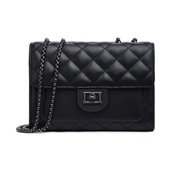 RED DRAGONFLY Cow Leather Genuine Leather Chain Small Square Bag Crossbody Bag Shoulder Bag Regular Women's Black/White