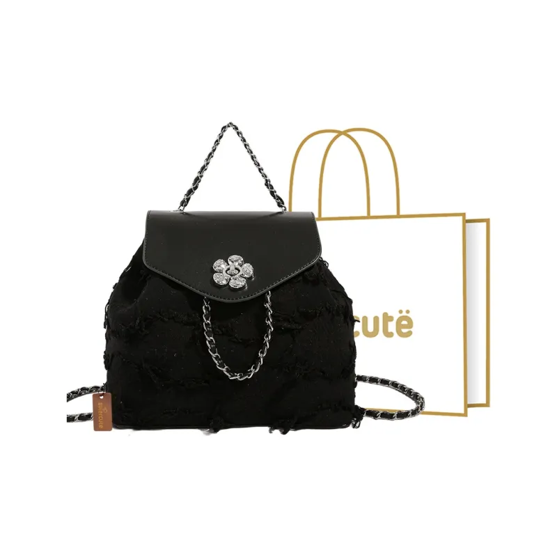 SUPERCUTE Canvas Backpack Women's Ecru/Gray/Black/Blue-9