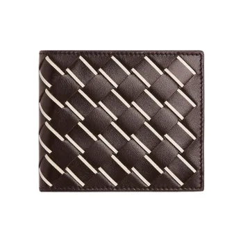 Bottega Veneta Cow Leather Wallet Men's Chocolate Brown & White