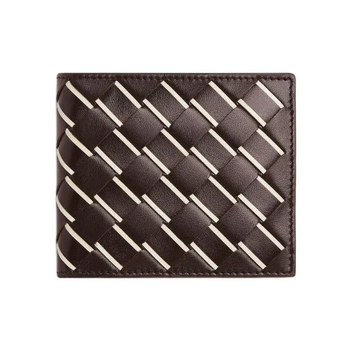 Bottega Veneta Cow Leather Wallet Men's Chocolate Brown & White