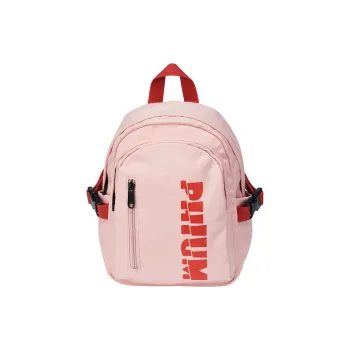 POY Nylon Fabric Travel Bag Backpack Mini Unisex Strawberry Pink/Moon Gray/Night Black