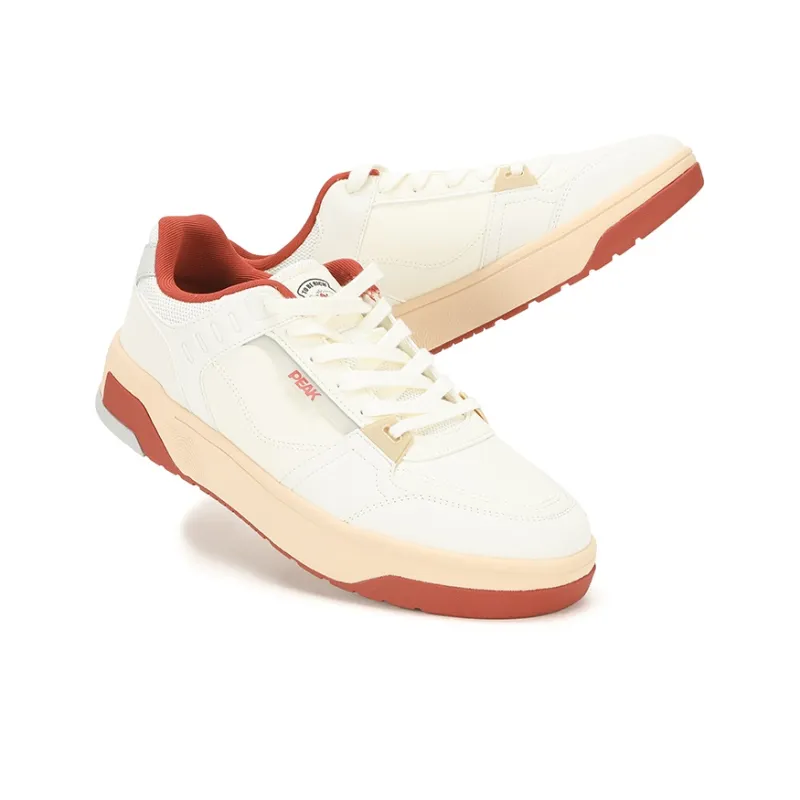 PEAK State Pole Cloud Trace Slip-Resistant Cushioning Wear-Resistant Low-Top Skateboard Shoes Unisex Ecru/Lombardy Red-3