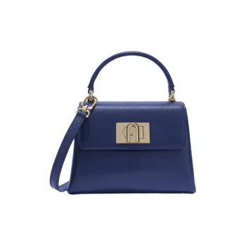 Furla 1927 Collection Textured Leather Shoulder Bag Crossbody Bag Handbag Mini Women's Marine Blue