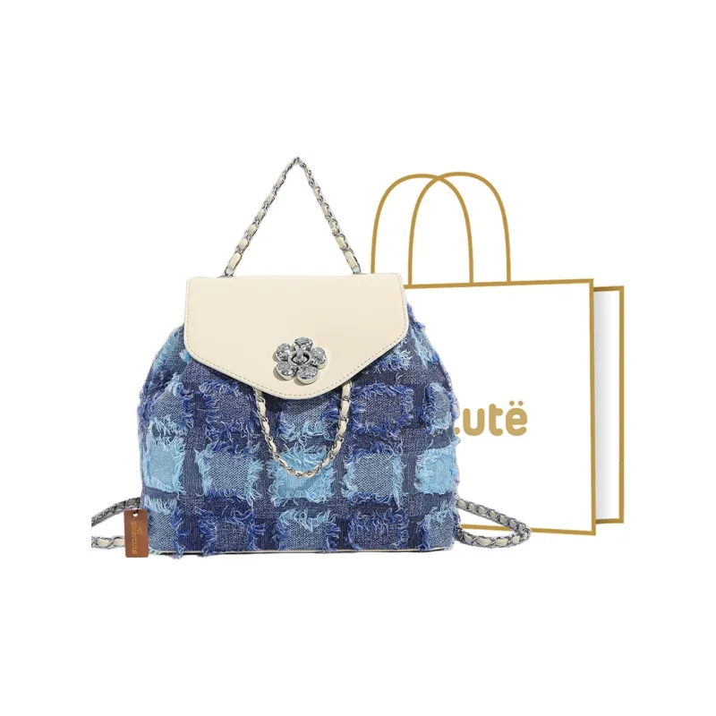 SUPERCUTE Canvas Backpack Women's Ecru/Gray/Black/Blue-14