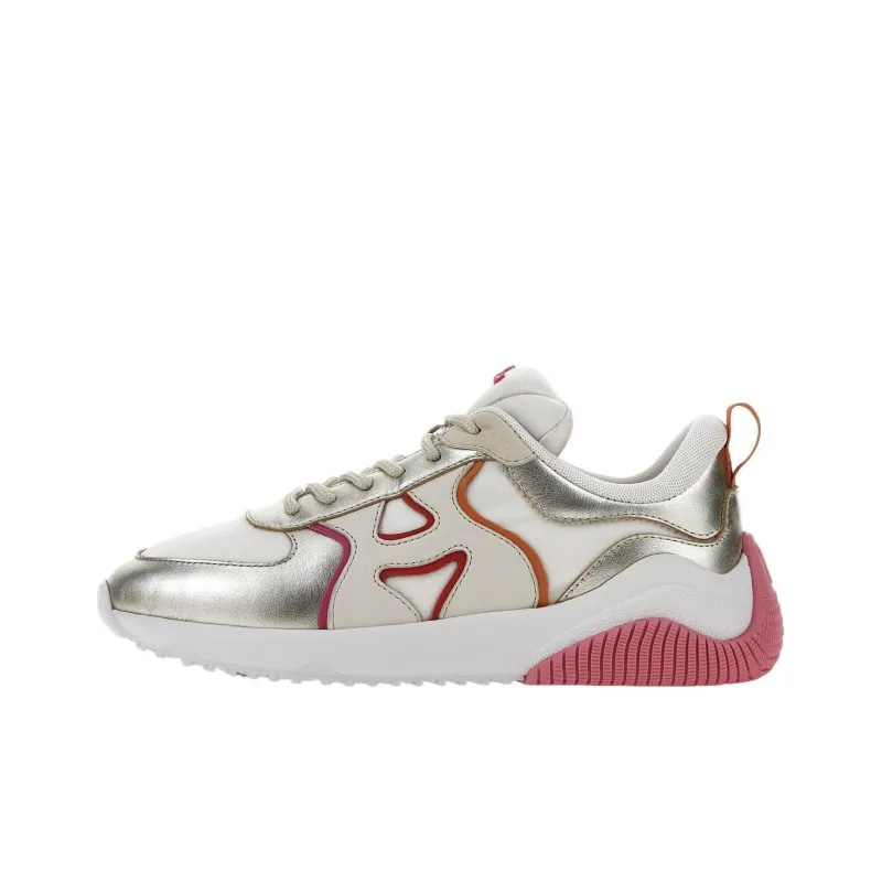 HOGAN H597 Low Top Casual Shoes Women's White Silver Pink-0