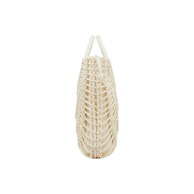 Valentino Leather Tote Bag Shopping Bag Handbag Women's Ivory White-2