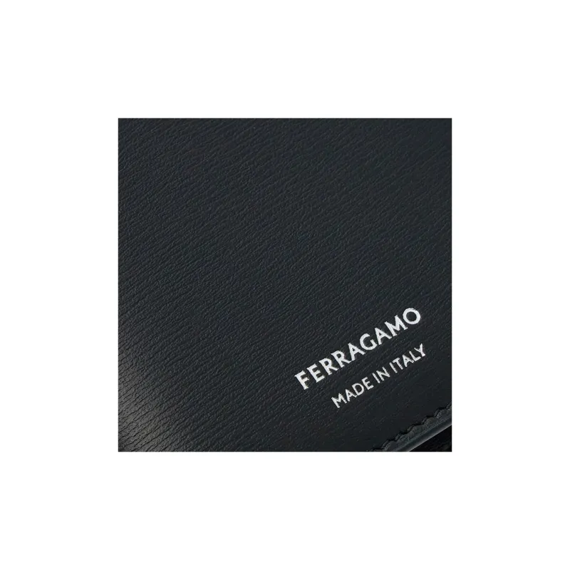 FERRAGAMO Cow Leather Wallet Men's Black-4