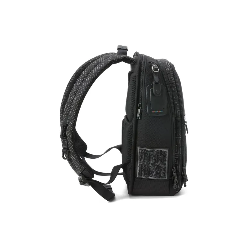 HORSEMEN Elastic Nylon Backpack Medium Size Men's Black-2
