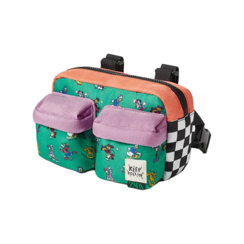 ZARA Disney Mickey Mouse Collaboration Polyester Sling Bag Fanny Pack Regular Women's Green-1
