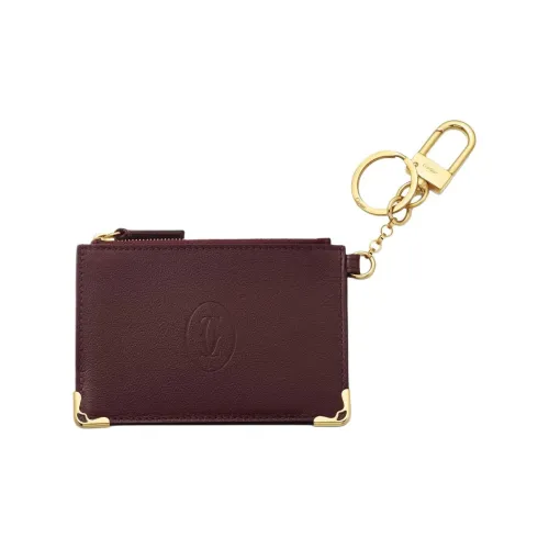CARTIER Must De Cartier Calfskin Wallets Clutches Women's Burgundy
