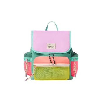 ZARA Cotton With Nylon Backpack Regular Women's Green/Purple/Pink