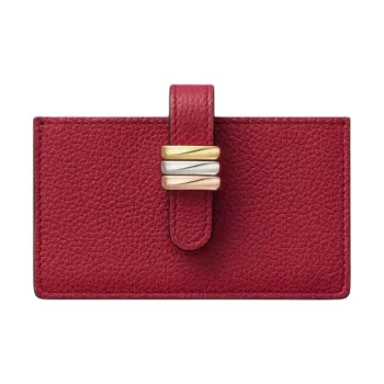 CARTIER Trinity Series Textured Calfskin Card Holder Women's Red