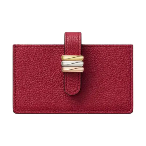 CARTIER Trinity Series Textured Calfskin Card Holder Women's Red