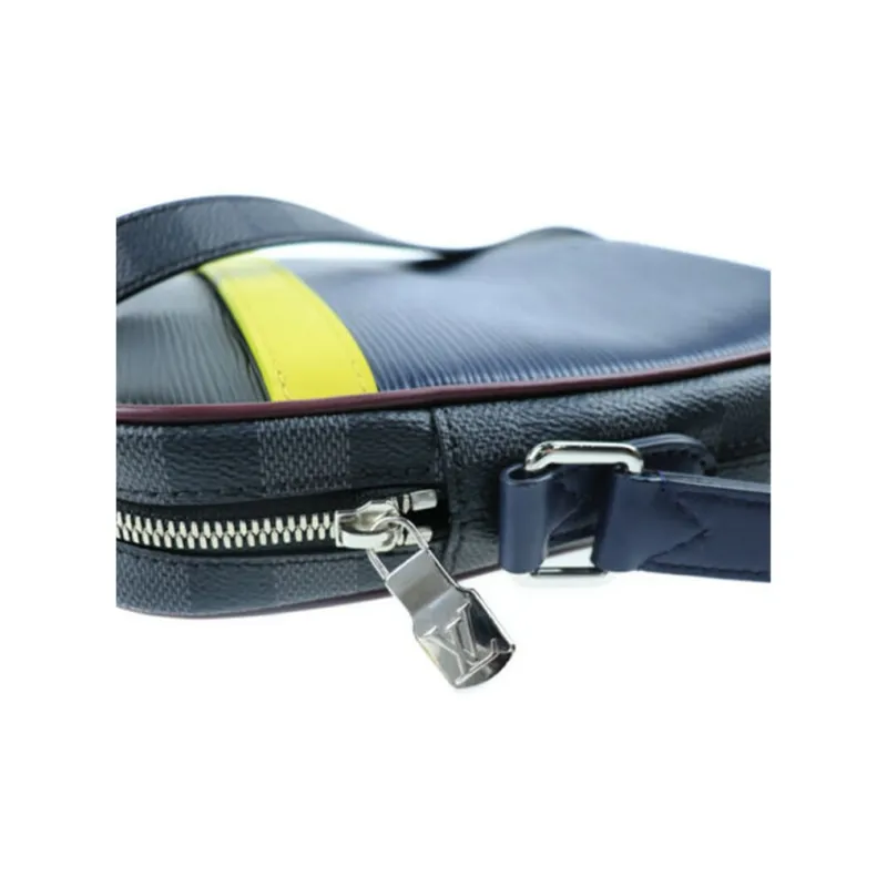 LOUIS VUITTON Danube Leather Handbag, Shoulder Bag Men's Ink Blue-4