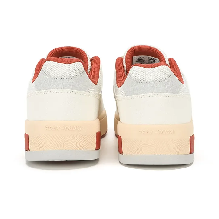 PEAK State Pole Cloud Trace Slip-Resistant Cushioning Wear-Resistant Low-Top Skateboard Shoes Unisex Ecru/Lombardy Red-5