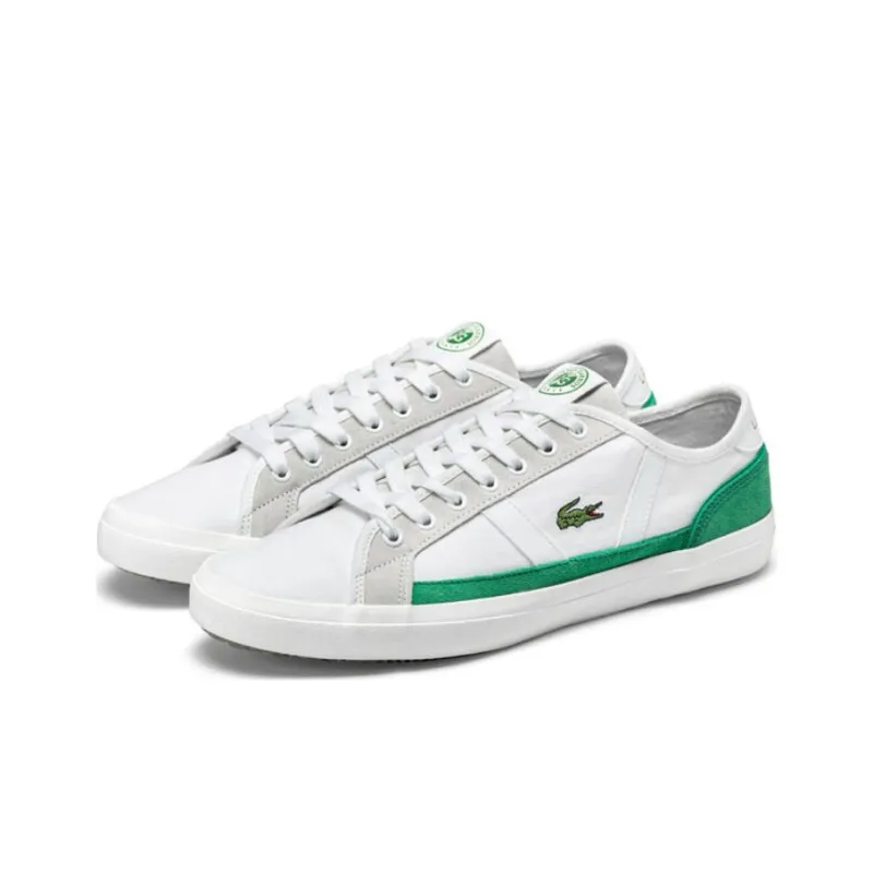 LACOSTE Low Top Skateboard Shoes Men's White Green-3