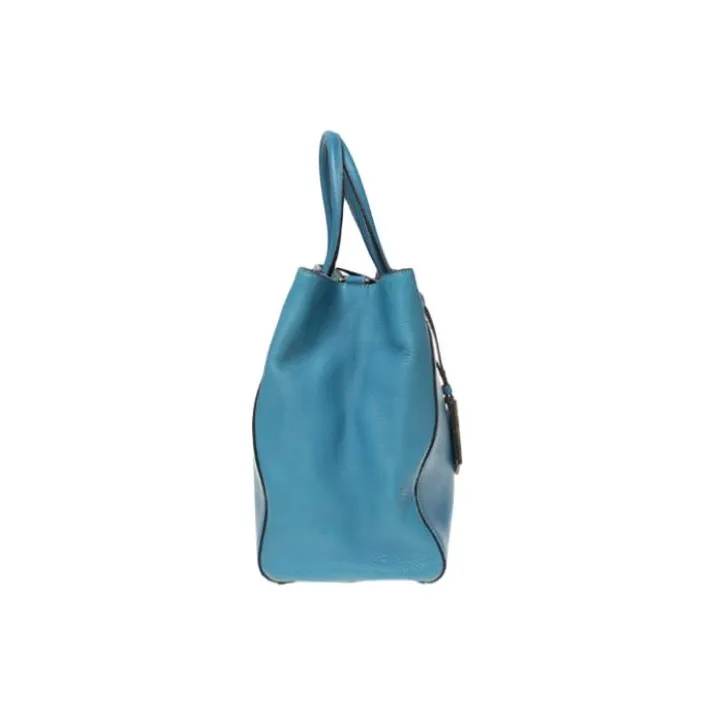FENDI Cow Leather Tote Bag Shopping Bag Handbag Medium Size Women's Blue-2