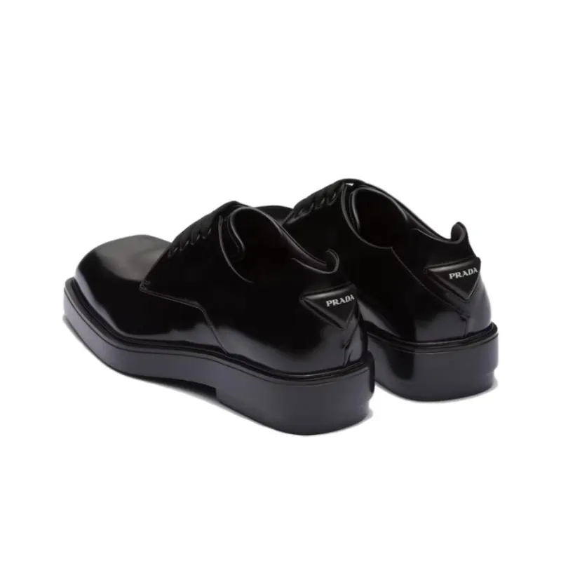PRADA Fender Leather Derby Shoes-4