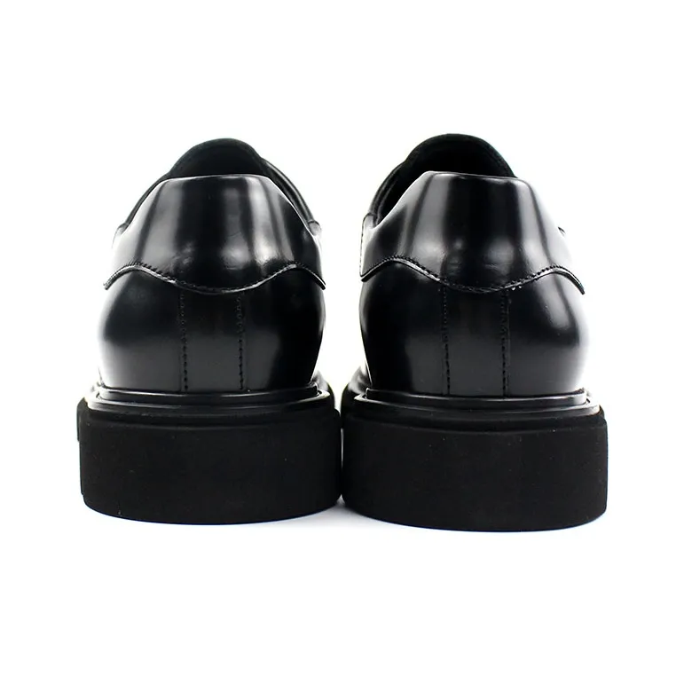 MYFULER Platform Height Increasing British Derby Shoes Business Casual Commute To Work Leather Shoes Men's Black-2