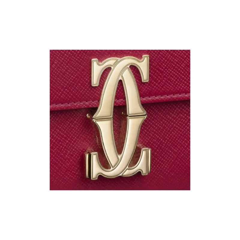 CARTIER C De Cartier Collection Textured Calfskin Shoulder Bag Crossbody Bag Cherry Red-2