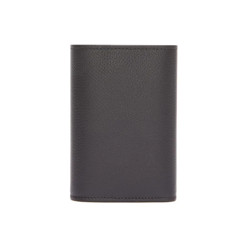 LOEWE Anagram Pebbled Calfskin Card Holder Wallet Small Size Women's Black-1
