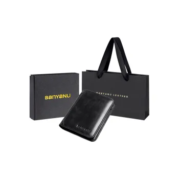 Banyanu Cow Leather Wallets Card Holders Regular Unisex Black/Coffee