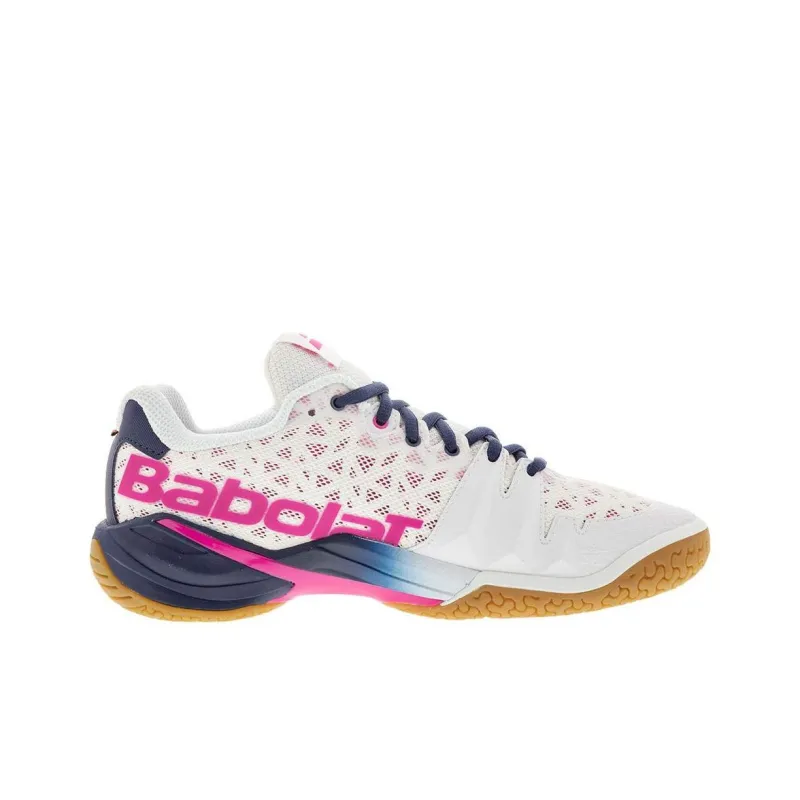 Babolat Shock Absorbers With Slip Resistant Features Low Top Badminton Shoes Women's White Rose Red-1