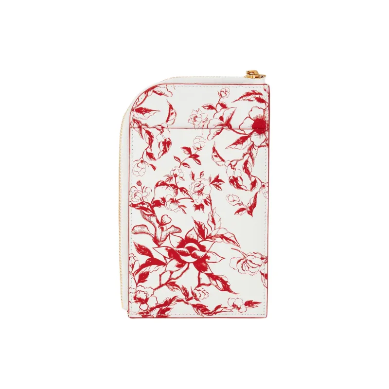 FERRAGAMO GANCINI Cow Leather Cell Phone Pouch Shoulder Bag Crossbody Bag Wallet Women's White & Red-2