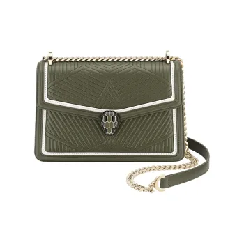 BVLGARI Serpenti Diamond Blast Leather Backpack Shoulder Bag Women's Jasper
