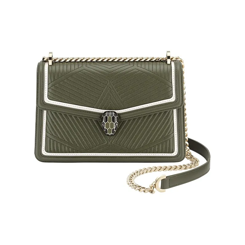 BVLGARI Serpenti Diamond Blast Leather Backpack Shoulder Bag Women's Jasper-0
