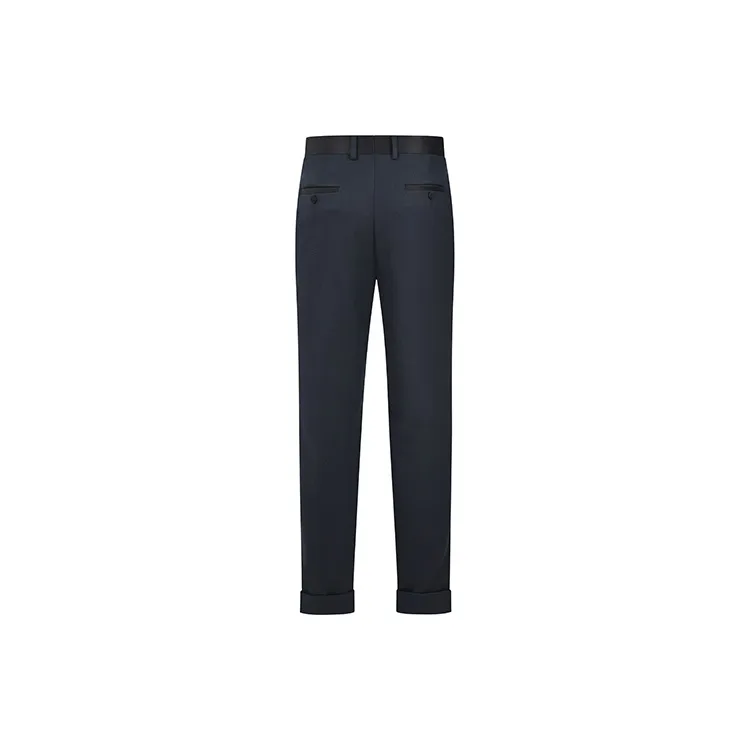 RARE Suit Trousers Men Navy Blue-2