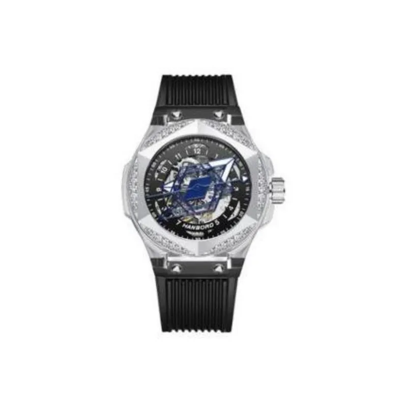 HANBORO Cyan Collection Automatic Mechanical Movement Silicone Strap Watch Men's Watches White Dial-0