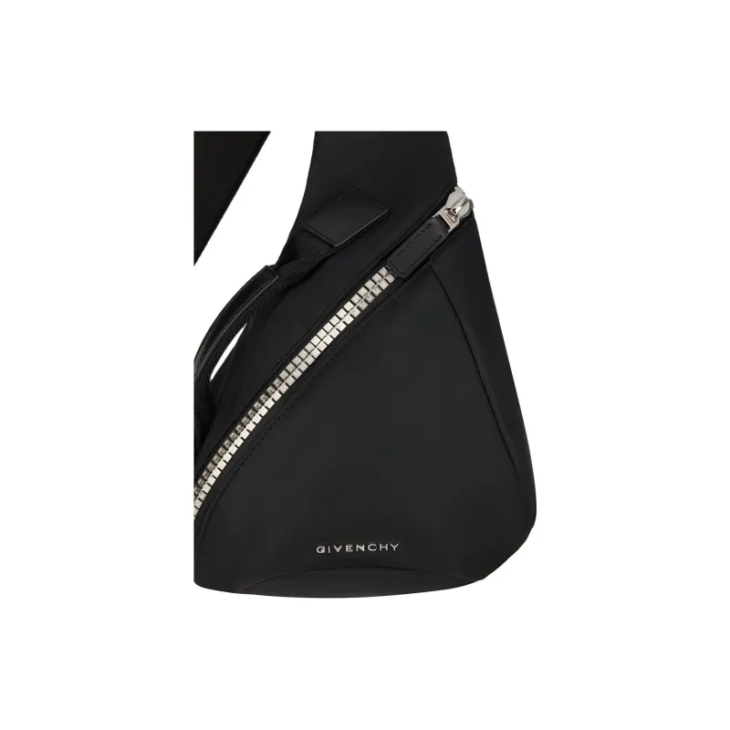GIVENCHY G-Zip Leather Sling Bag Small Size Men's Black-4