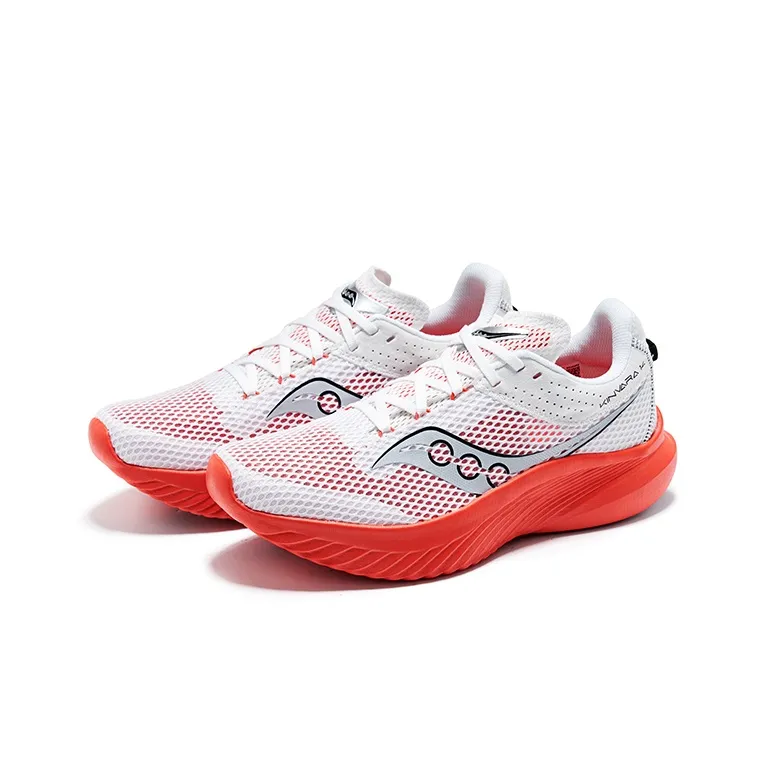 Saucony Kinvara 14 Low Top Running Shoes Men's White Red-2
