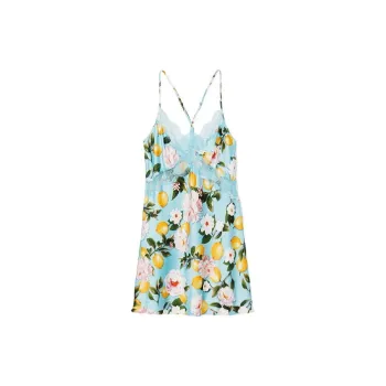 Victoria's Secret Nightgown Women's Light Blue Lemon Print