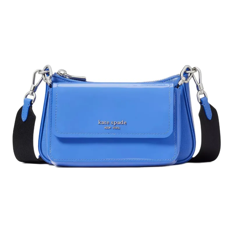 Kate Spade Saffiano Patent Leather Shoulder Bag Crossbody Bag Women's Opal Blue-0