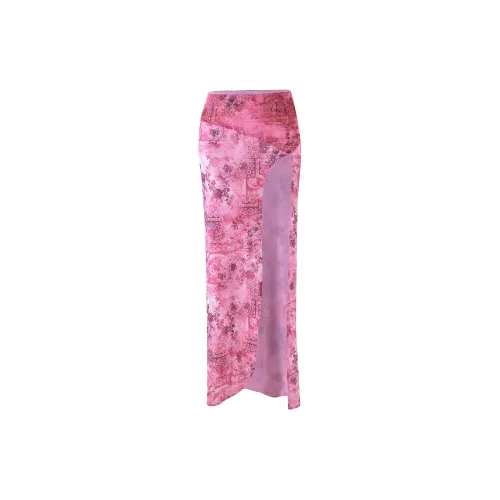 Tiger Mist Casual Long Skirts Women's Pink