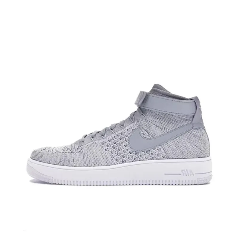 Nike Af1 Ultra Flyknit Mid Wolf Grey White-0