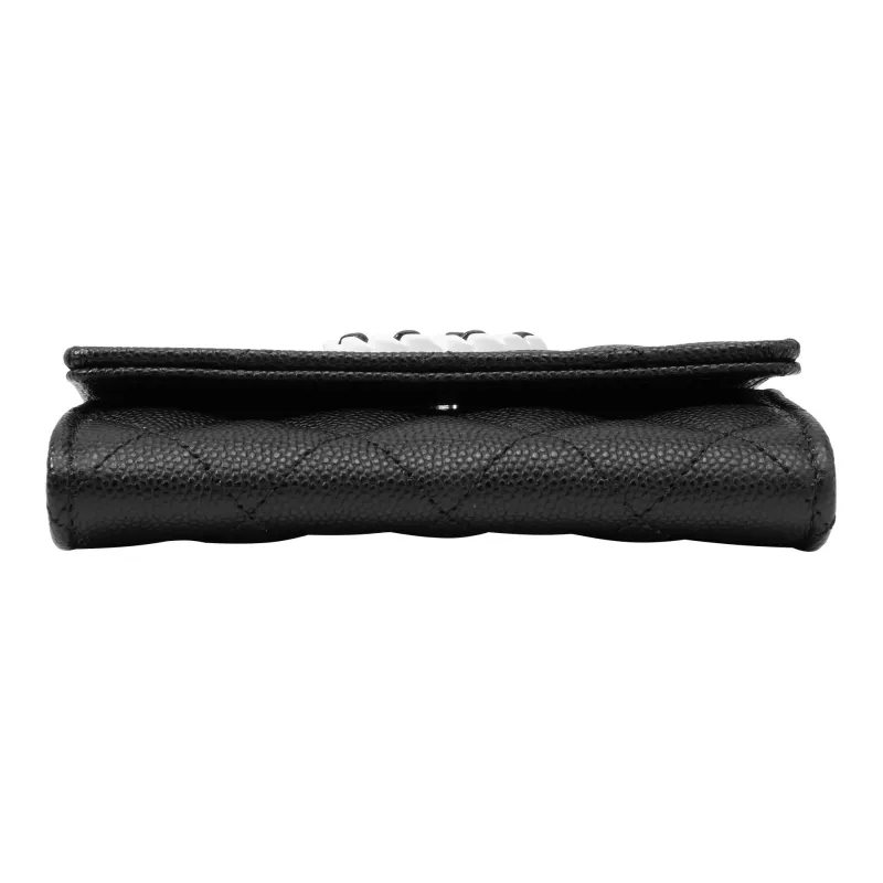 CHANEL Grain Embossed Calfskin Card Holder, Wallet Women's Black-3