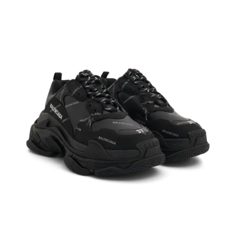 Balenciaga Triple S Sneaker Kids 'Allover Logo - Black'-2