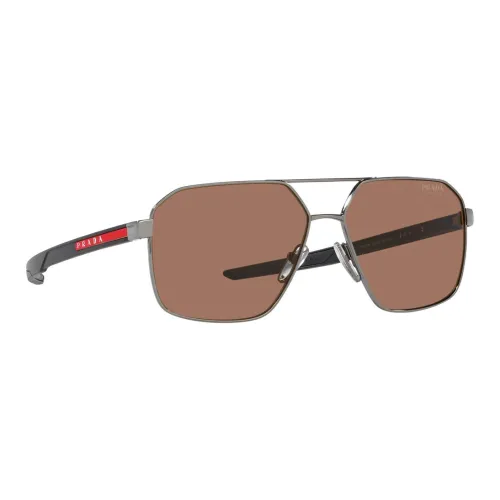 PRADA Metal Irregular Shape Sunglasses Men's Gray