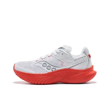 Saucony Kinvara 14 Cushioned Slip Resistant Low Top Training Running Shoes Women's White Red