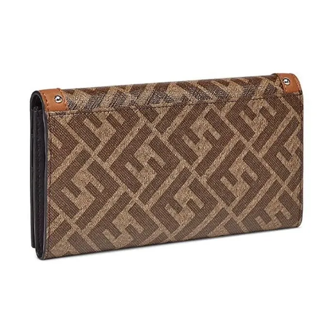 FENDI Coated Canvas With Leather Wallet Men's Brown-2